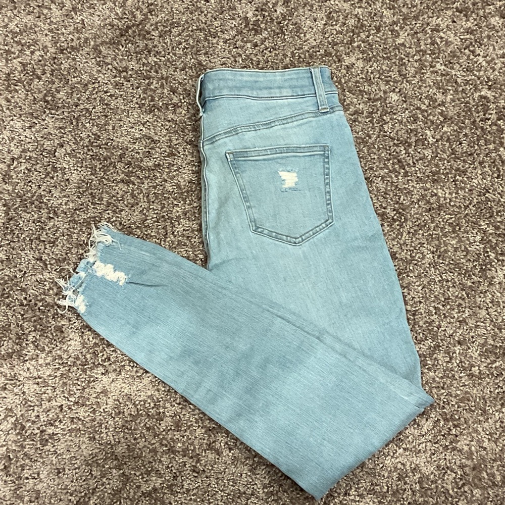Uniqlo Blue Ankle Cropped Jeans with Distressed Details, Size 24 - Picture 1 of 9